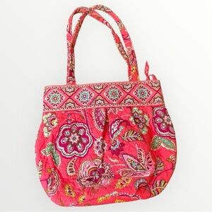 VERA BRADLEY CALL ME CORAL MORGAN PURSE HANDBAG Vibrant Pink Floral Tote Bag